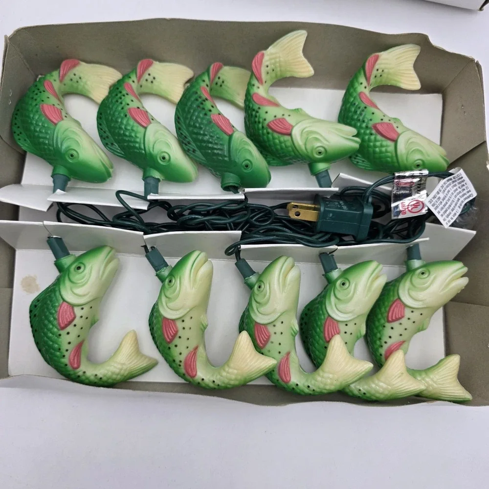 Trout Fish String Lights Two Set Vintage 1990s Party Patio RV Camper TESTED NEW